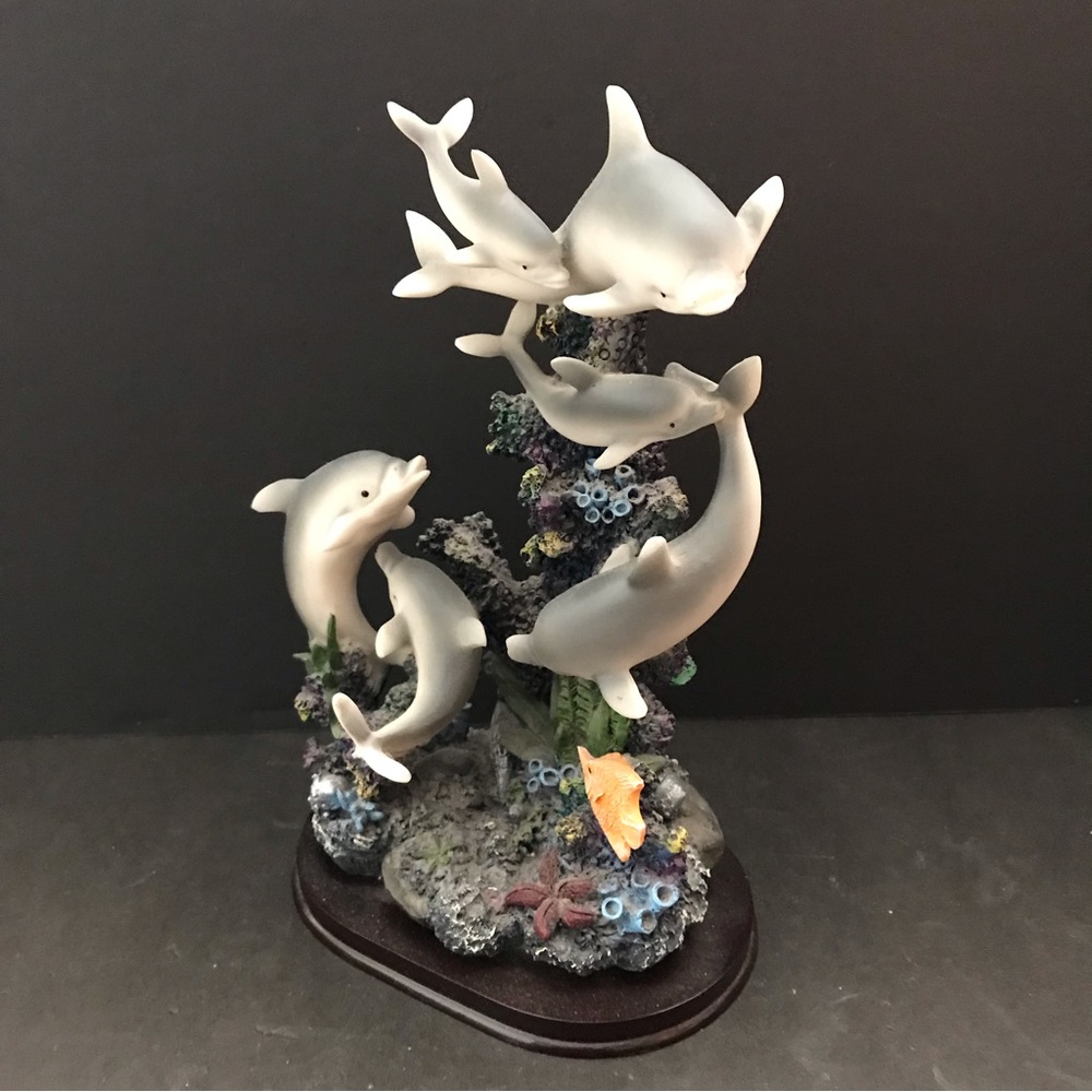 Vintage Dolphins figurine marine life sculpture 10-1/2” tall